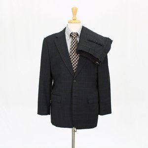Bespoke Black Suit with Gray Check Pattern